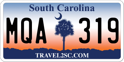 SC license plate MQA319