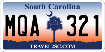 SC license plate MQA321