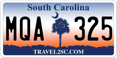 SC license plate MQA325