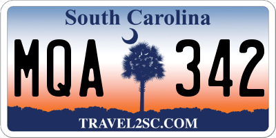 SC license plate MQA342