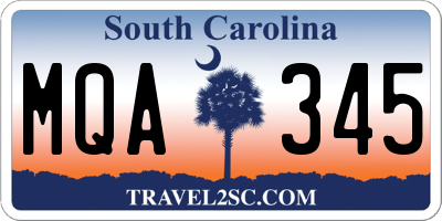 SC license plate MQA345