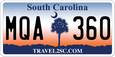 SC license plate MQA360