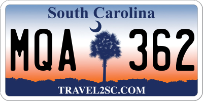 SC license plate MQA362