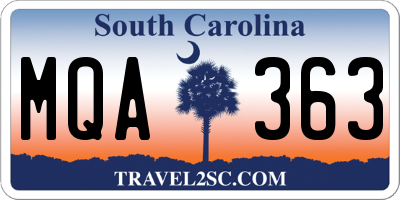 SC license plate MQA363