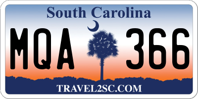 SC license plate MQA366