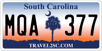 SC license plate MQA377