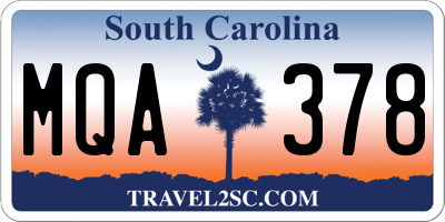 SC license plate MQA378