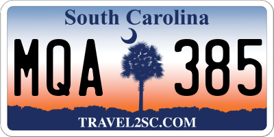 SC license plate MQA385