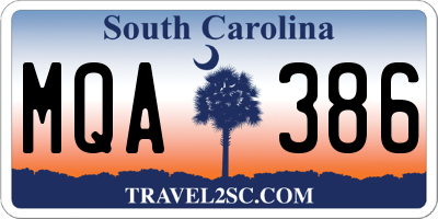 SC license plate MQA386