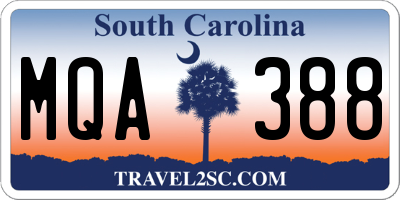 SC license plate MQA388