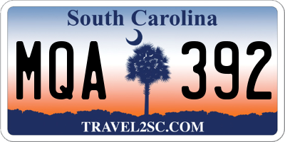 SC license plate MQA392