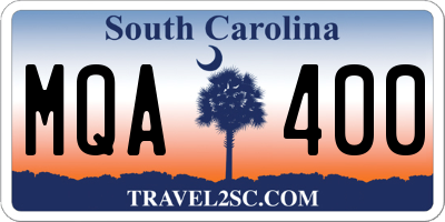 SC license plate MQA400