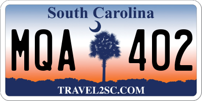 SC license plate MQA402