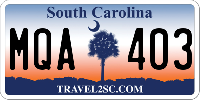 SC license plate MQA403