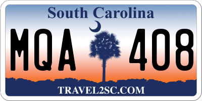 SC license plate MQA408