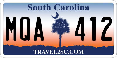 SC license plate MQA412