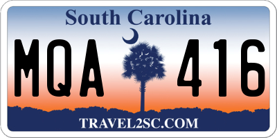SC license plate MQA416