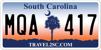 SC license plate MQA417