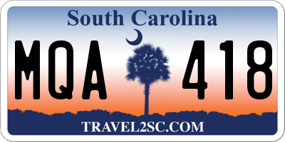 SC license plate MQA418