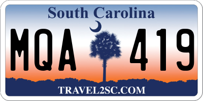 SC license plate MQA419