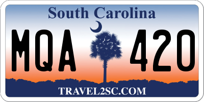SC license plate MQA420