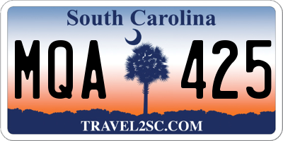 SC license plate MQA425