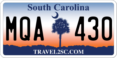 SC license plate MQA430