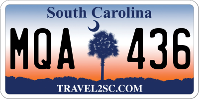 SC license plate MQA436