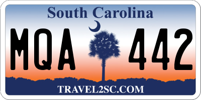 SC license plate MQA442