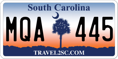 SC license plate MQA445