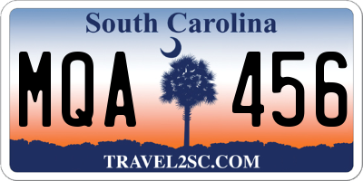 SC license plate MQA456