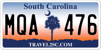 SC license plate MQA476