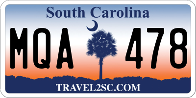 SC license plate MQA478