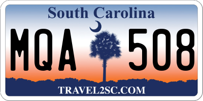 SC license plate MQA508