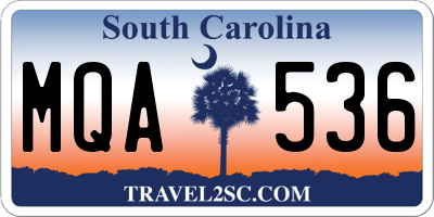 SC license plate MQA536