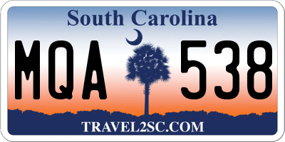 SC license plate MQA538