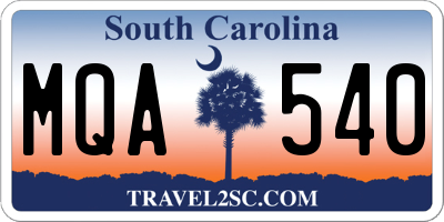 SC license plate MQA540
