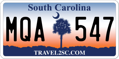 SC license plate MQA547