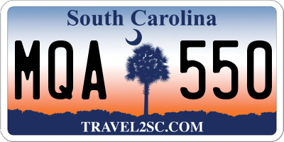 SC license plate MQA550