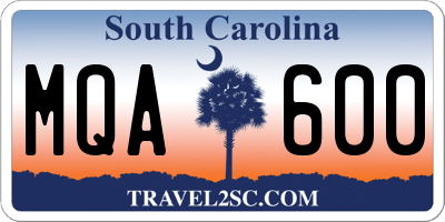 SC license plate MQA600
