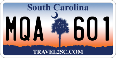 SC license plate MQA601