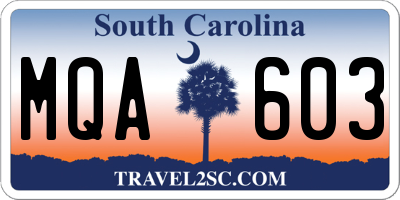 SC license plate MQA603