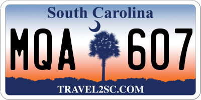 SC license plate MQA607