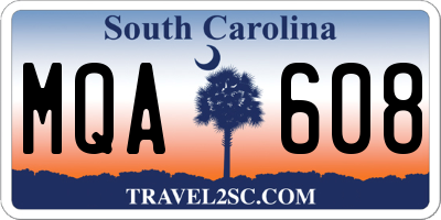 SC license plate MQA608