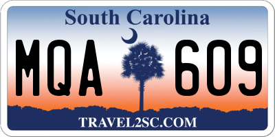 SC license plate MQA609