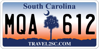 SC license plate MQA612