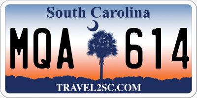 SC license plate MQA614