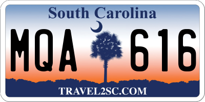 SC license plate MQA616