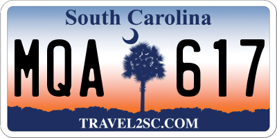 SC license plate MQA617