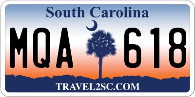 SC license plate MQA618